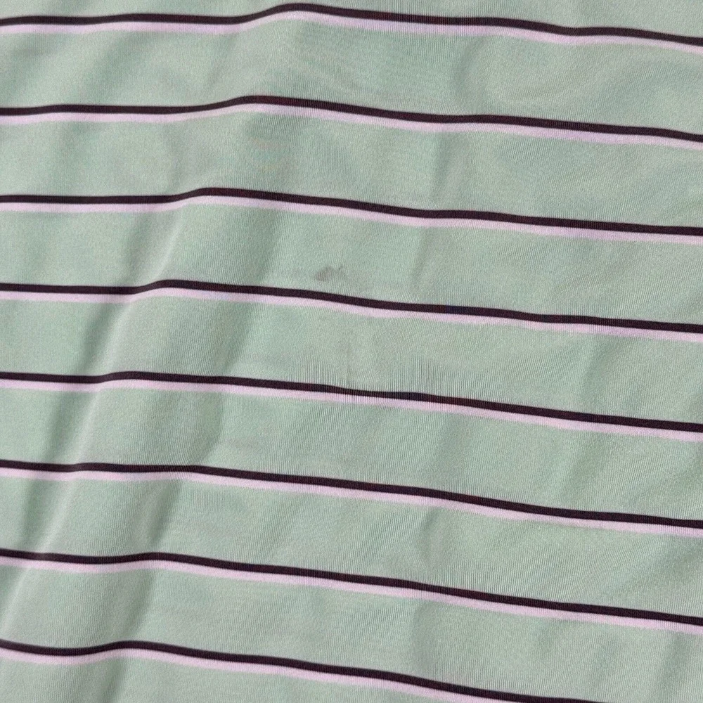 Footjoy Polo Shirt Mens Large Green Stripe Golf Sport Lightweight Stretch Active